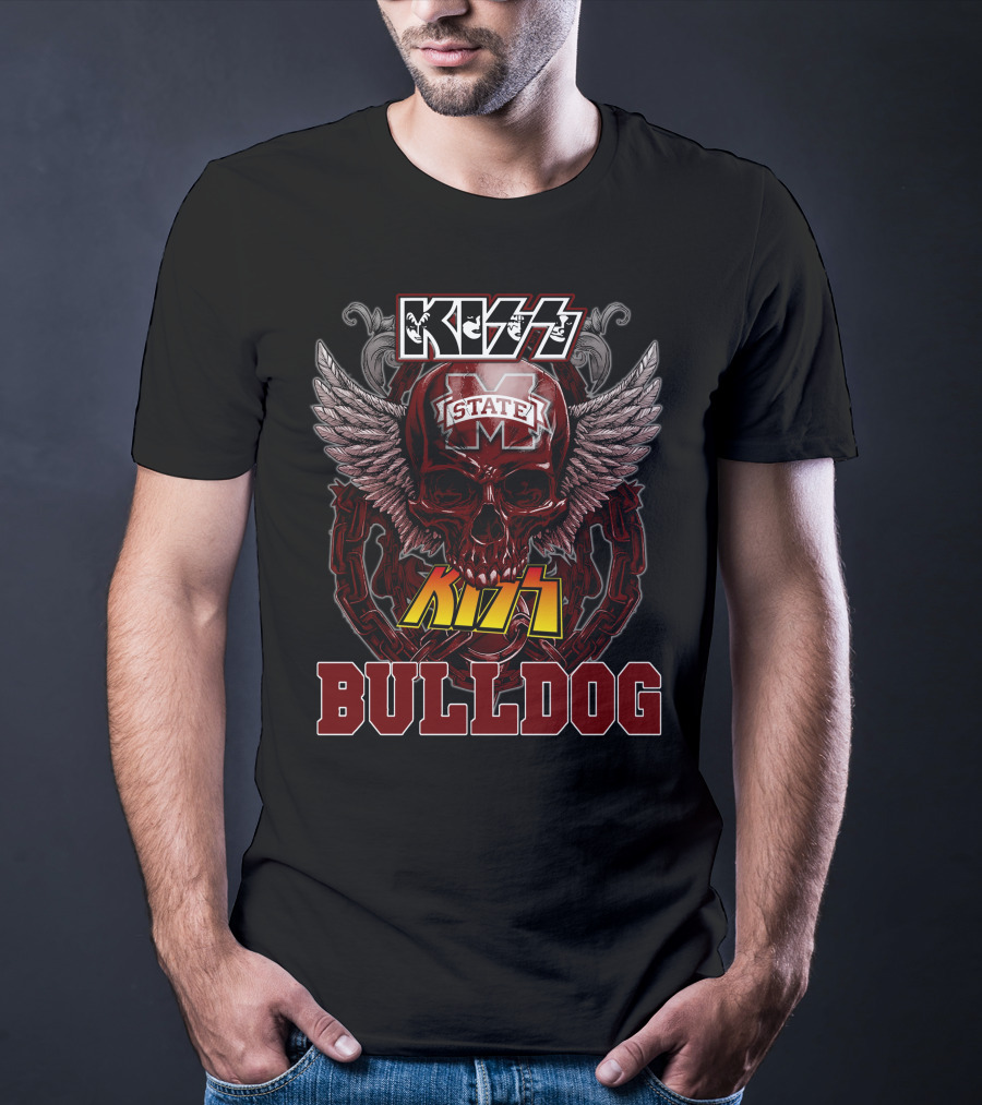 KISS Mississippi State Bulldogs Winged Skull T-Shirt
