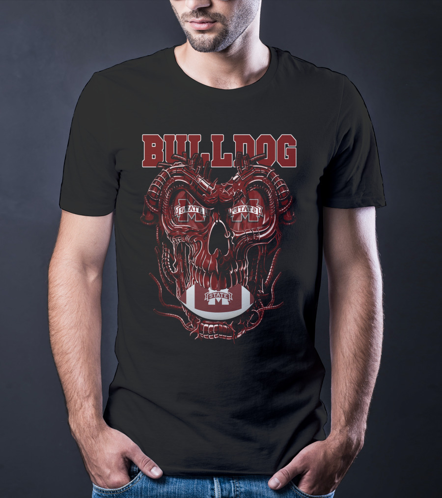 Bulldog Dragonskull Mississippi State M Football T-Shirt