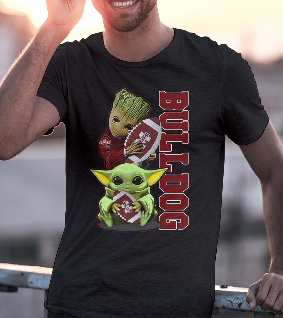 Grzd Mississippi State Bulldogs Groot Baby Yoda Football T-Shirt