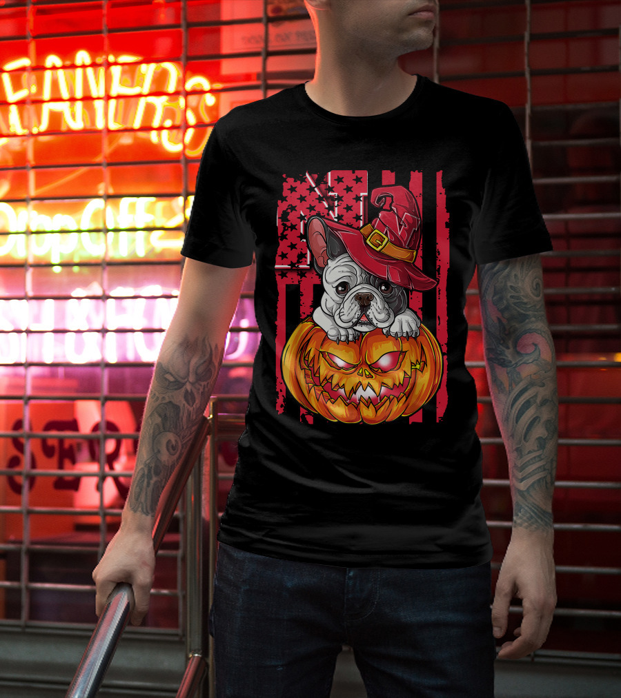 Hlw Bulldog Nebraska Cornhuskers Halloween Pumpkin Wizard Hat T-Shirt