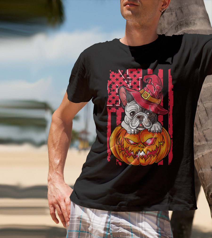 Hlw Bulldog Nebraska Cornhuskers Halloween Pumpkin Wizard Hat T-Shirt