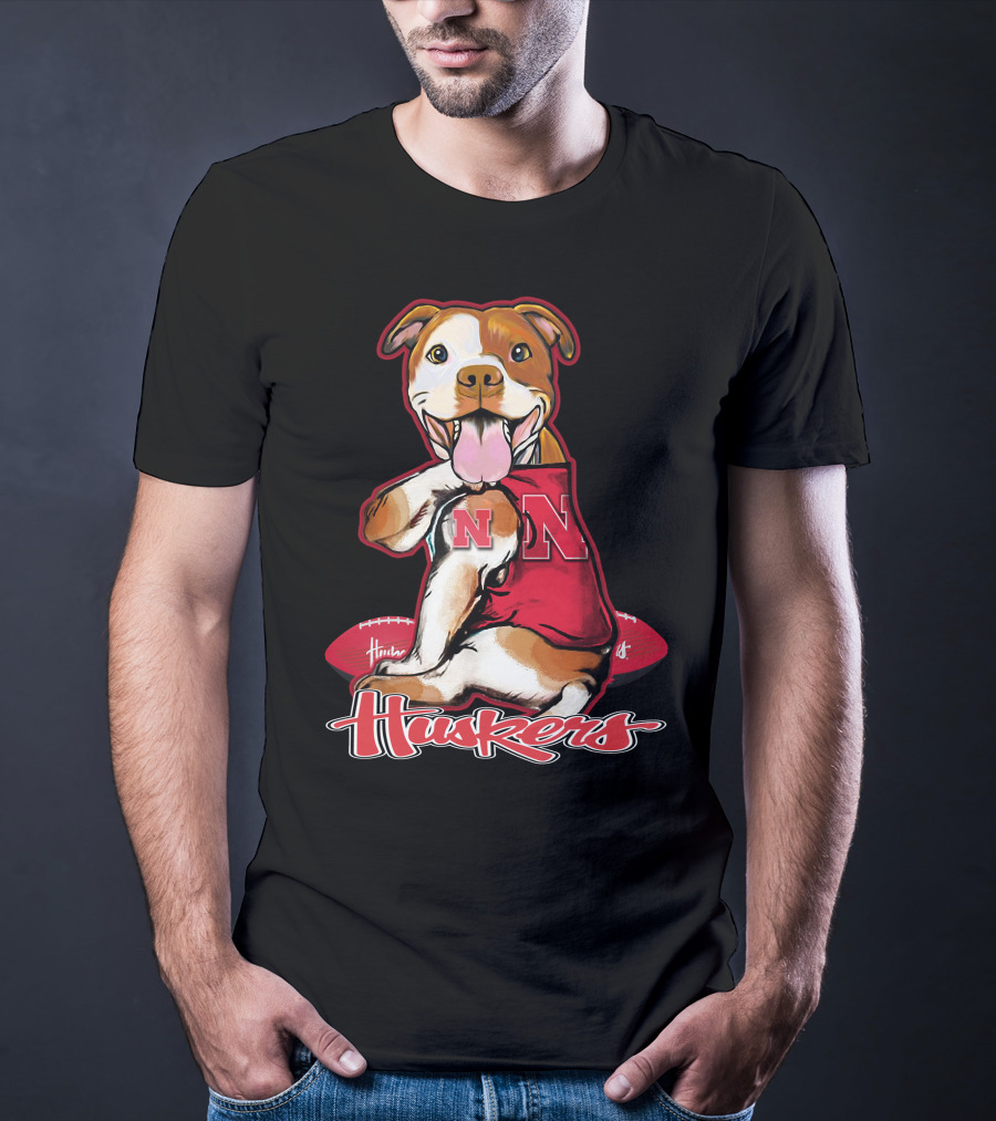 Huskers N Football Dog Nebraska Cornhuskers T-Shirt