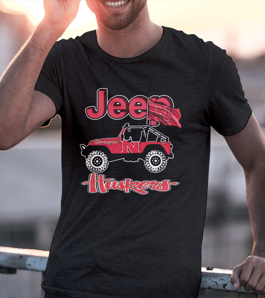 Jeep Nebraska Cornhuskers Husker Red N Flag T-Shirt