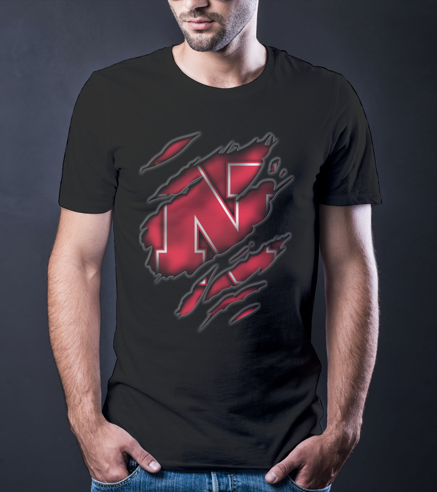 Torn Nebraska Cornhuskers N Logo Claw Marks T-Shirt