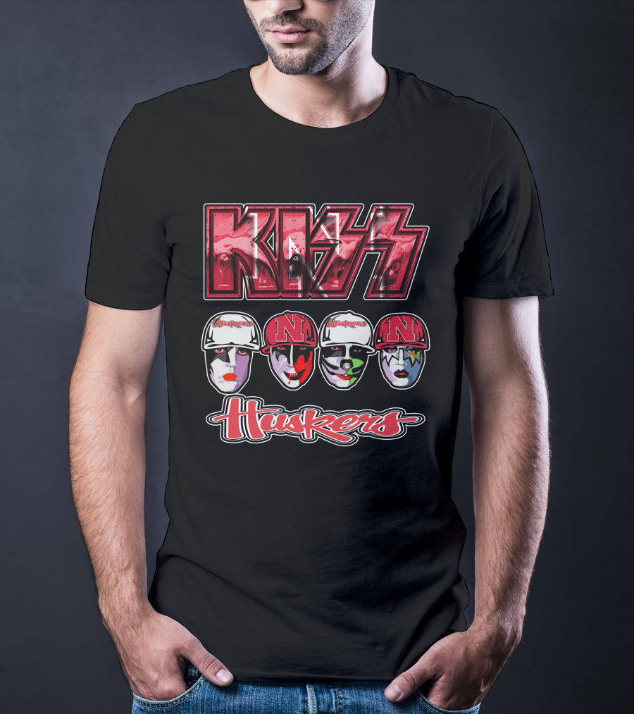 Kiss Nebraska Huskers N Cornhuskers Faces T-Shirt