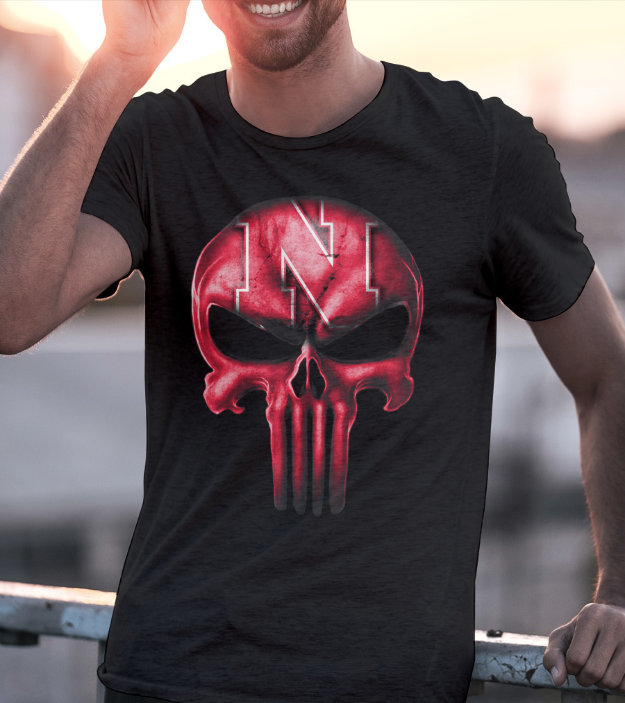 Skull Punisher Logo Nebraska Cornhuskers N T-Shirt