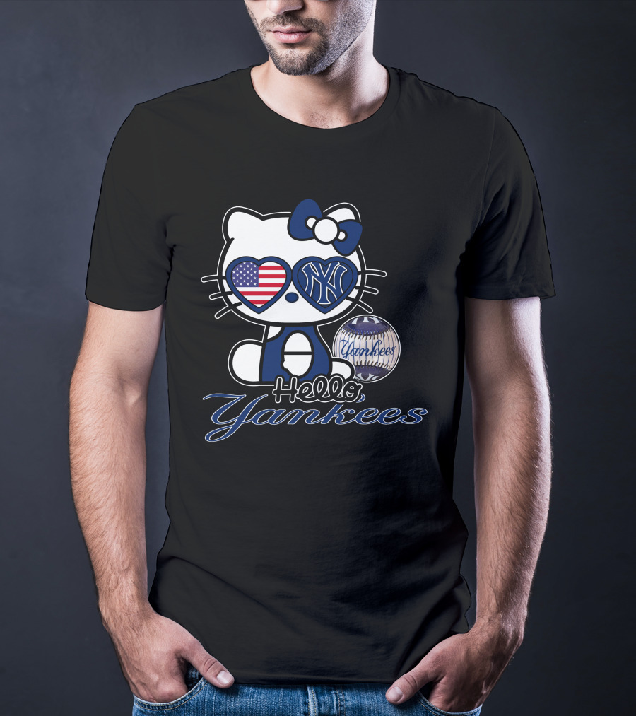 Hello Kitty Yankees American Flag Baseball T-Shirt