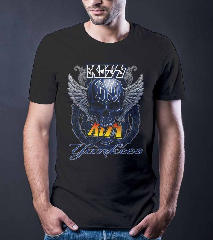 KISS Yankees Skull Wings T-Shirt