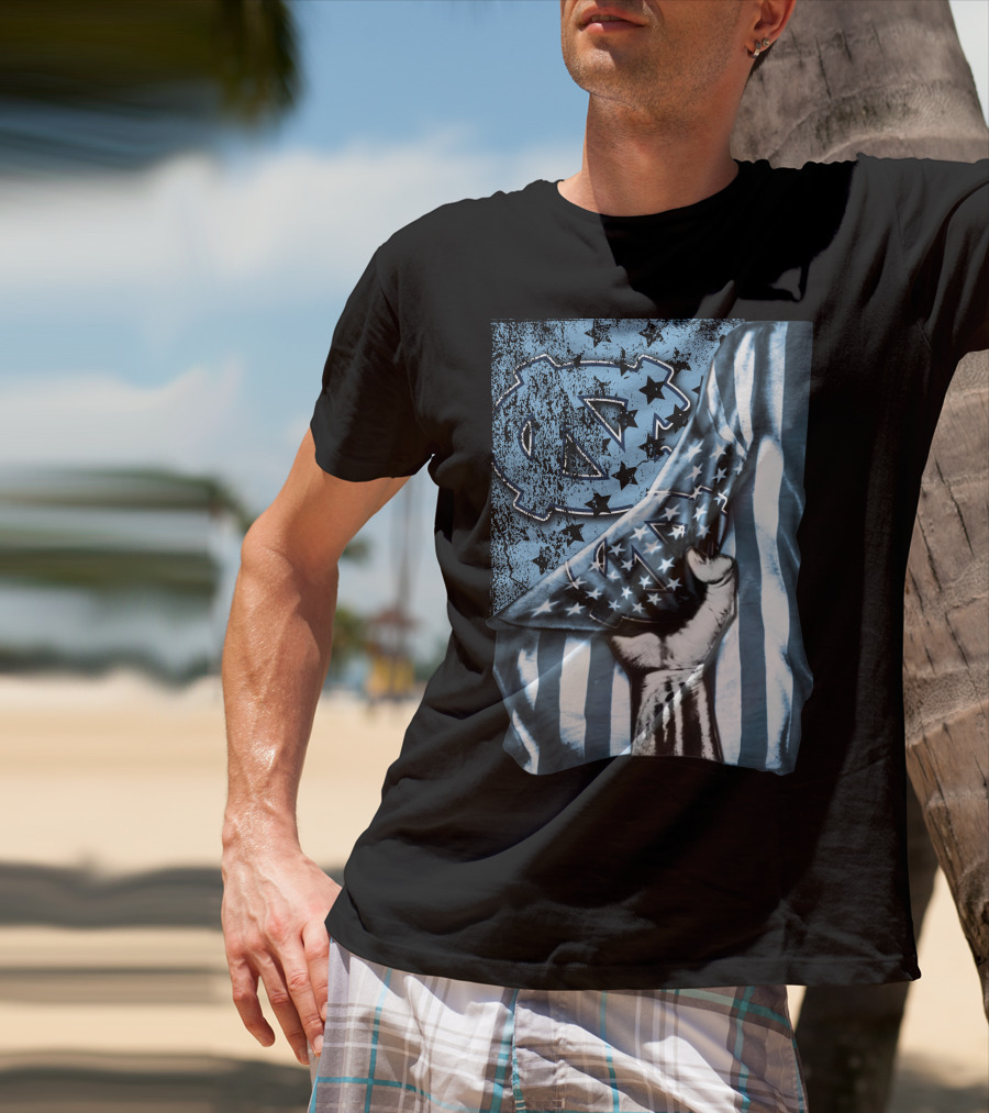 North Carolina UNC Tar Heels American Flag Fist Gesture T-Shirt