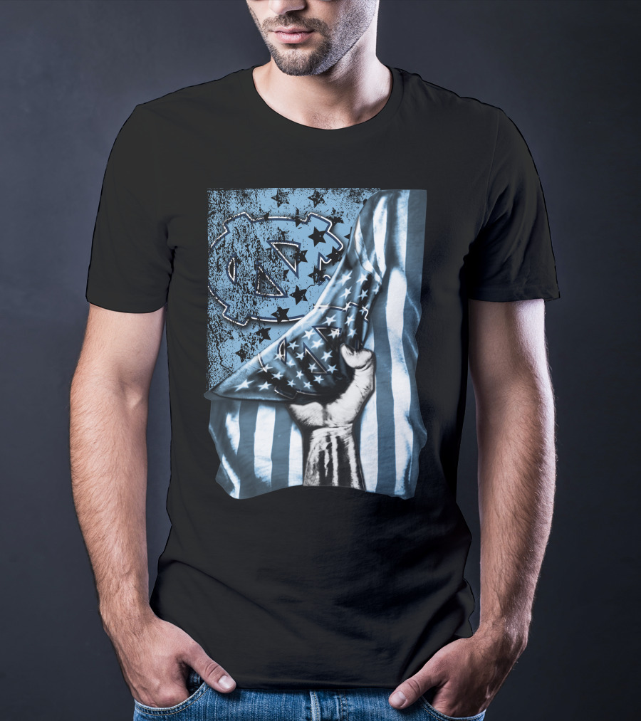 North Carolina UNC Tar Heels American Flag Fist Gesture T-Shirt