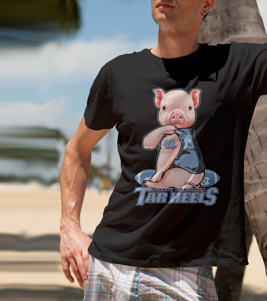 North Carolina Tar Heels Pig With Football And Team T-Shirt