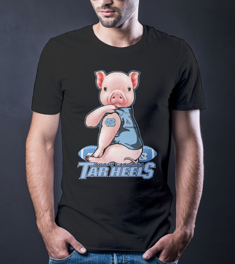 North Carolina Tar Heels Pig With Football And Team T-Shirt