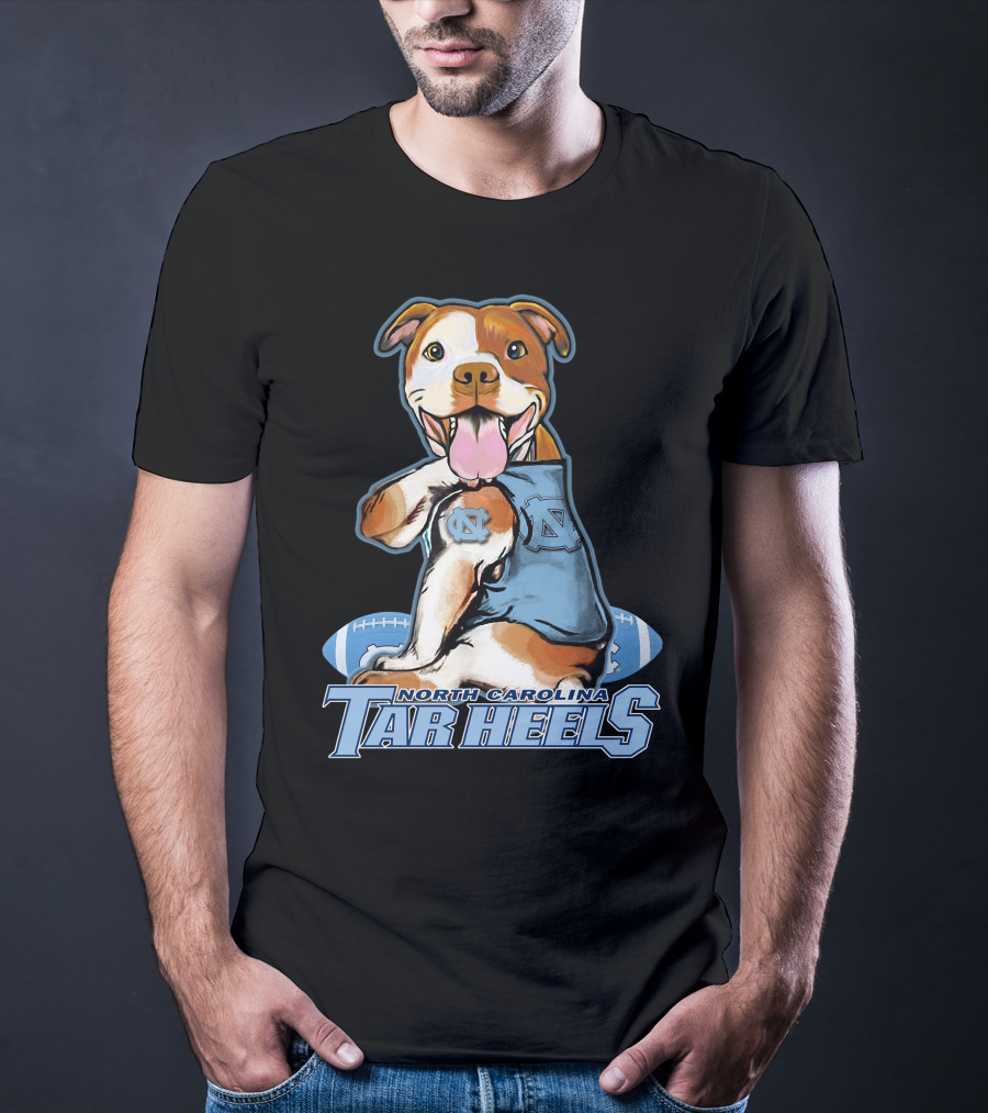 North Carolina Tar Heels Pittbull With Football T-Shirt