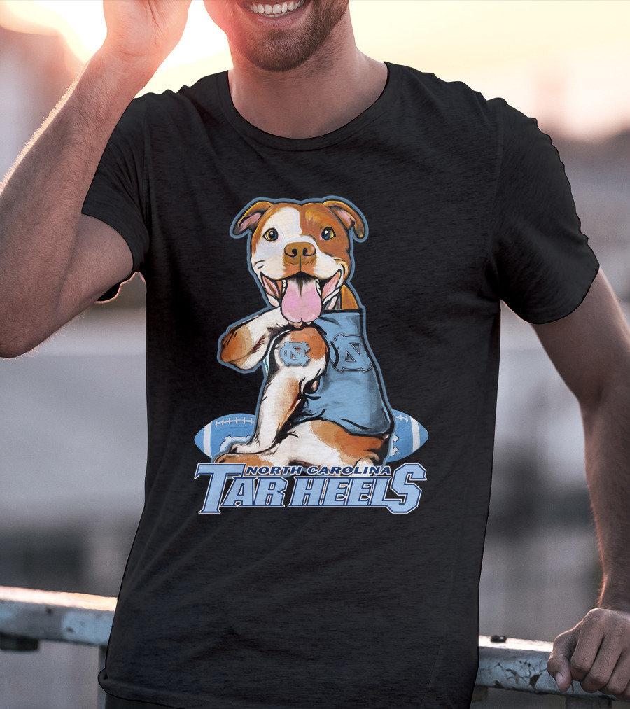 North Carolina Tar Heels Pittbull With Football T-Shirt