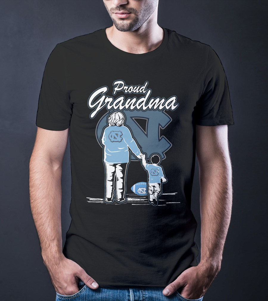 Proud Grandma North Carolina Tar Heels Football Family Connection T-Shirt