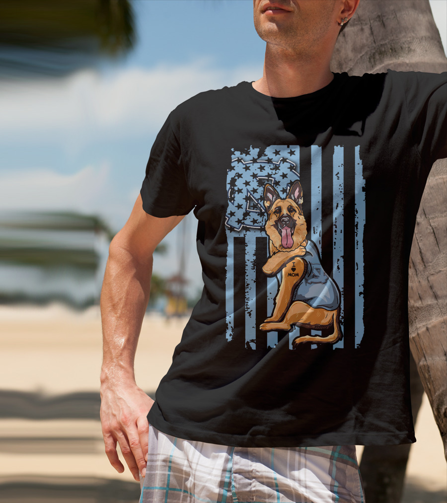 German Shepherd I Love Mom North Carolina Tar Heels T-Shirt