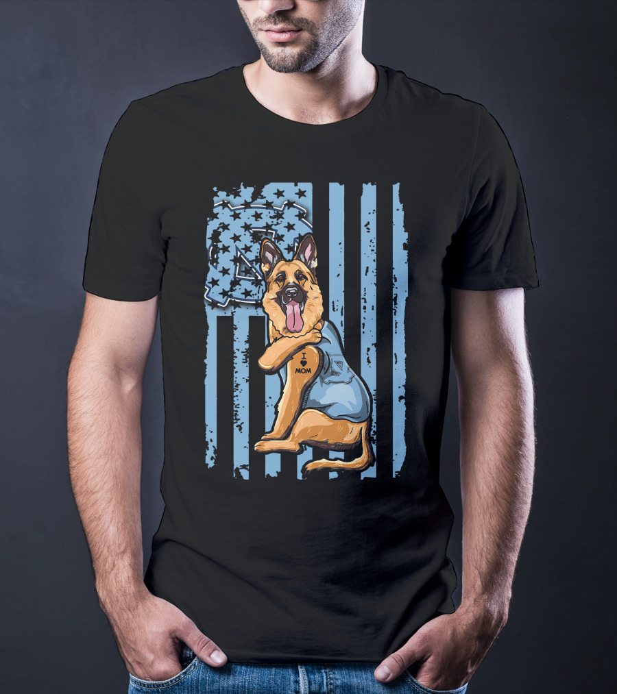 German Shepherd I Love Mom North Carolina Tar Heels T-Shirt