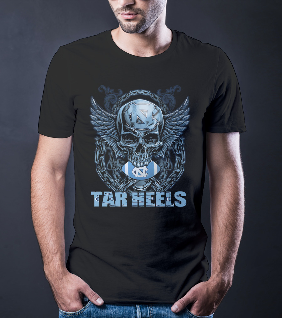 Tar Heels Skull Wings North Carolina Football T-Shirt