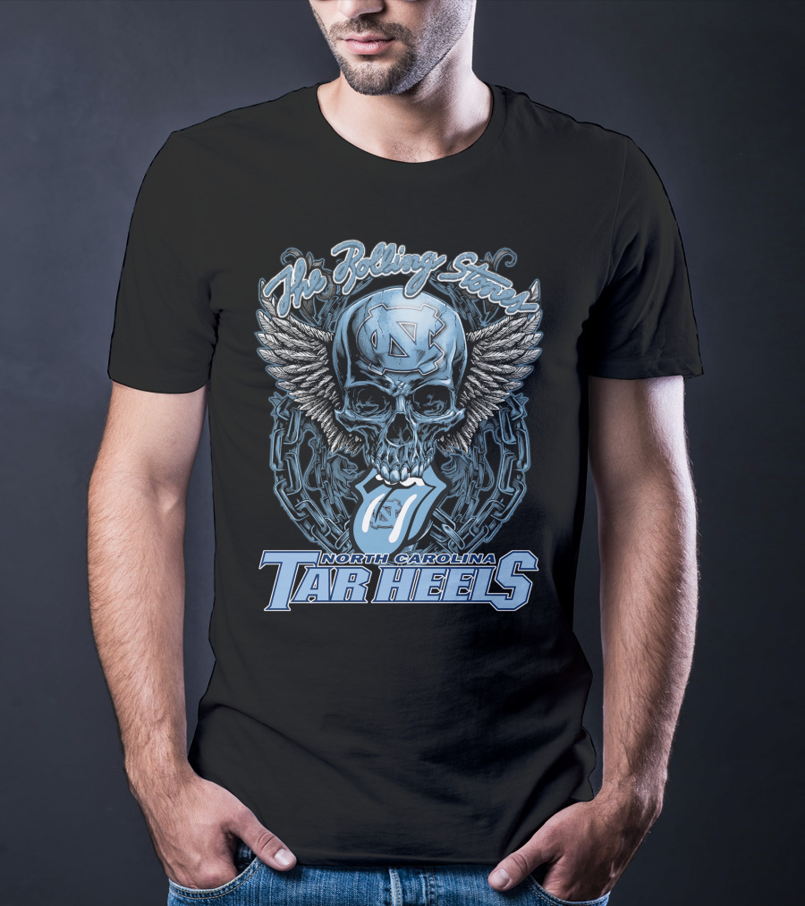The Rolling Stones North Carolina Tar Heels Skull With Wings And Chain T-Shirt