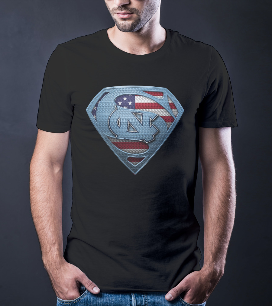 North Carolina Tar Heels American Flag Superhero T-Shirt