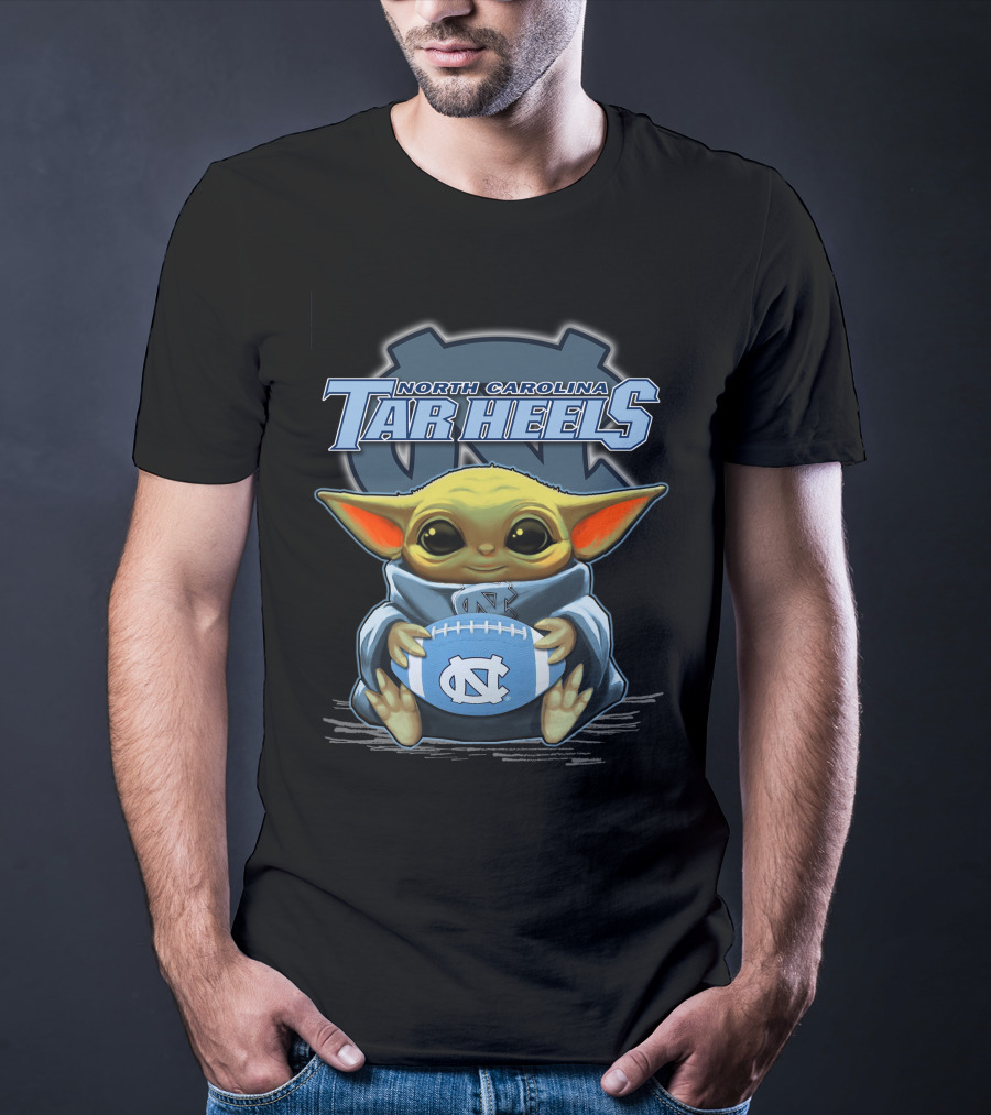 North Carolina Tar Heels Baby Yoda Football T-Shirt