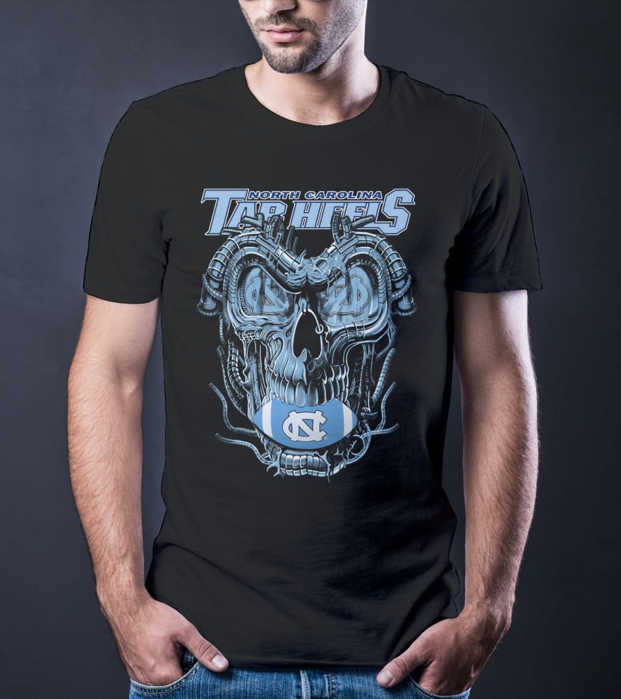 Dragonskull North Carolina Tar Heels Skull Football T-Shirt