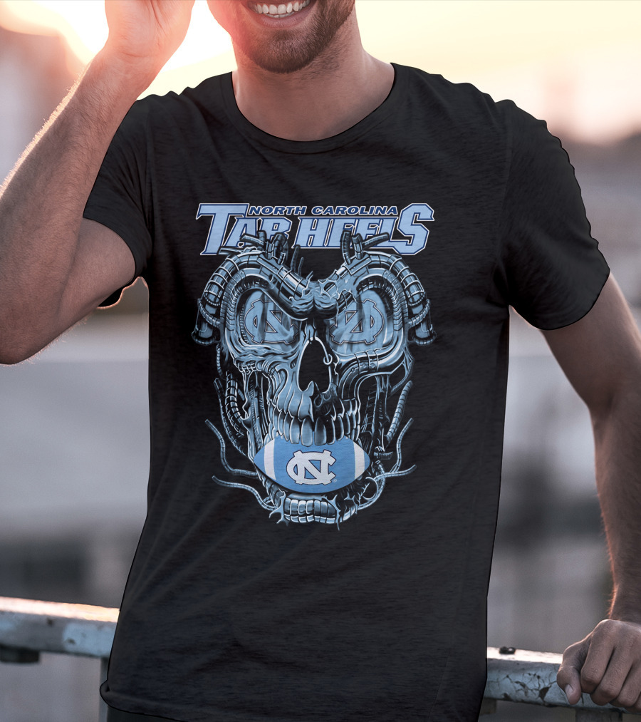 Dragonskull North Carolina Tar Heels Skull Football T-Shirt