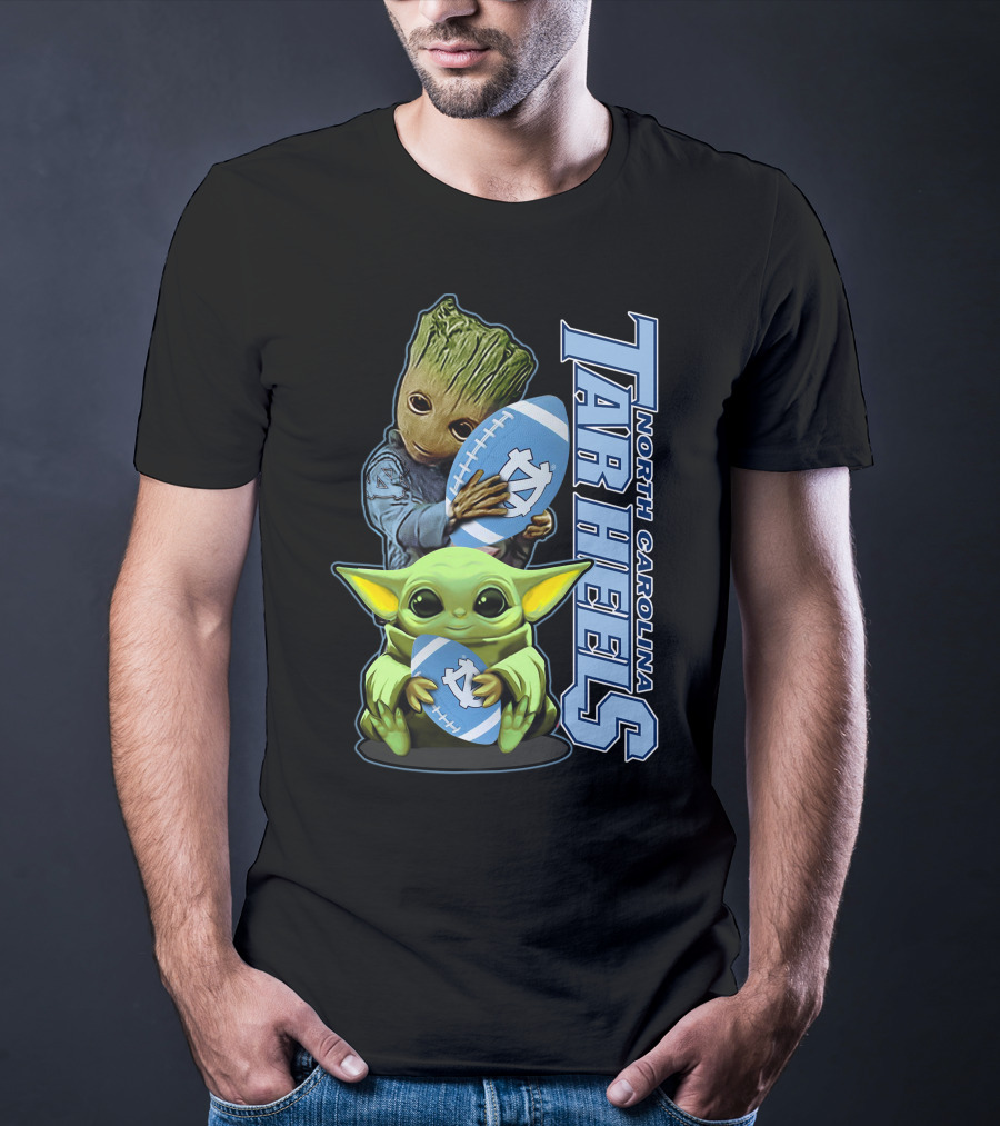 Grzd Baby Alien Groot Holding North Carolina Tar Heels Football T-Shirt