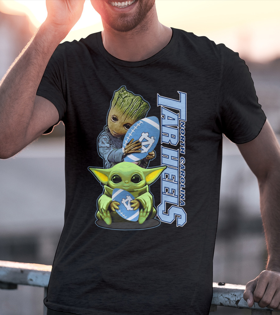 Grzd Baby Alien Groot Holding North Carolina Tar Heels Football T-Shirt
