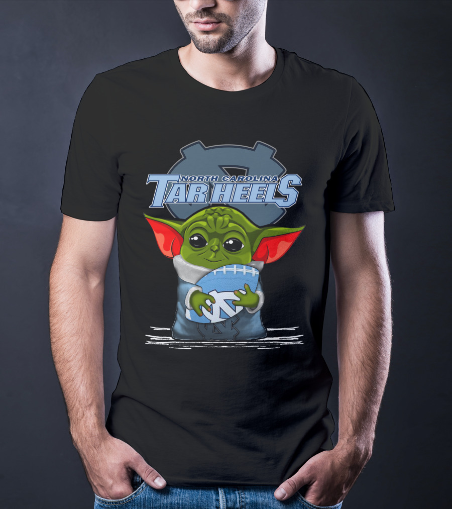 Yoda Holding North Carolina Tar Heels Football With UNC T-Shirt