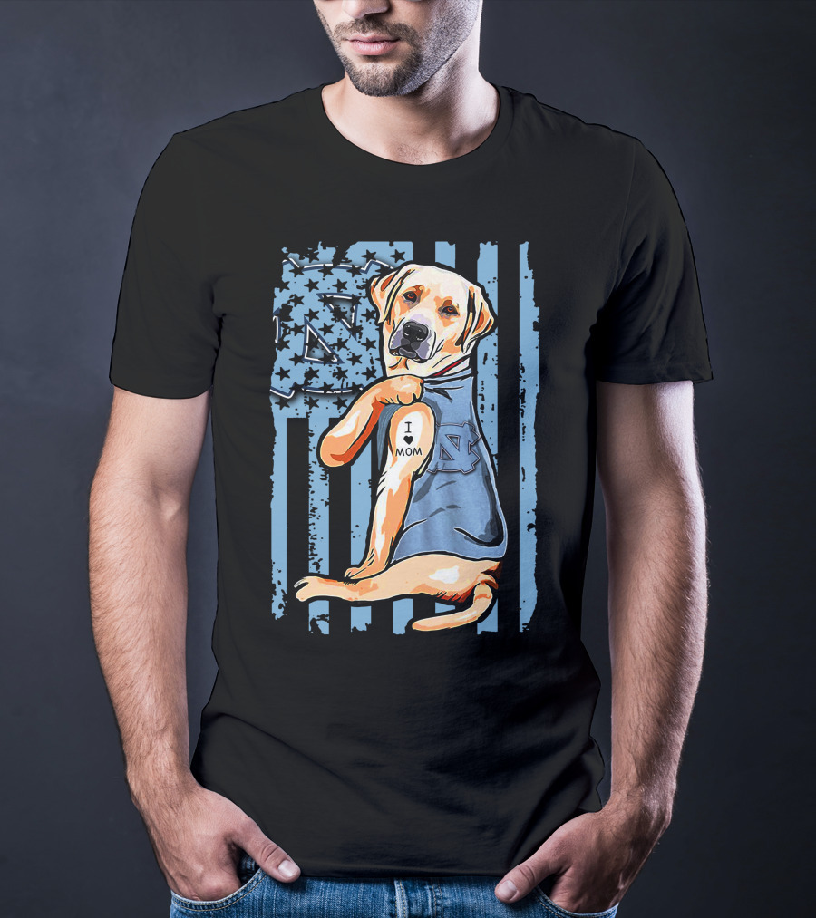 Labrador Retriever I Love Mom North Carolina Tar Heels T-Shirt