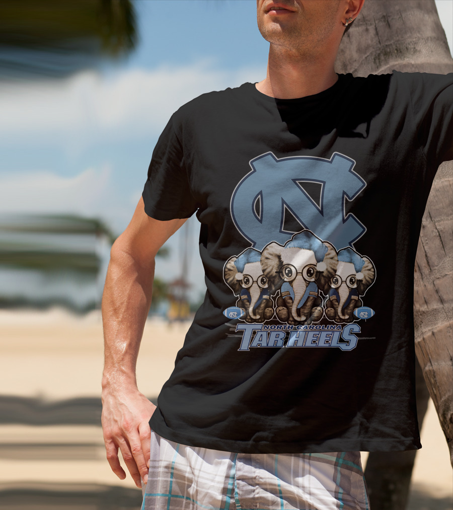 Elephan Xmas North Carolina Tar Heels Holiday Cheer T-Shirt