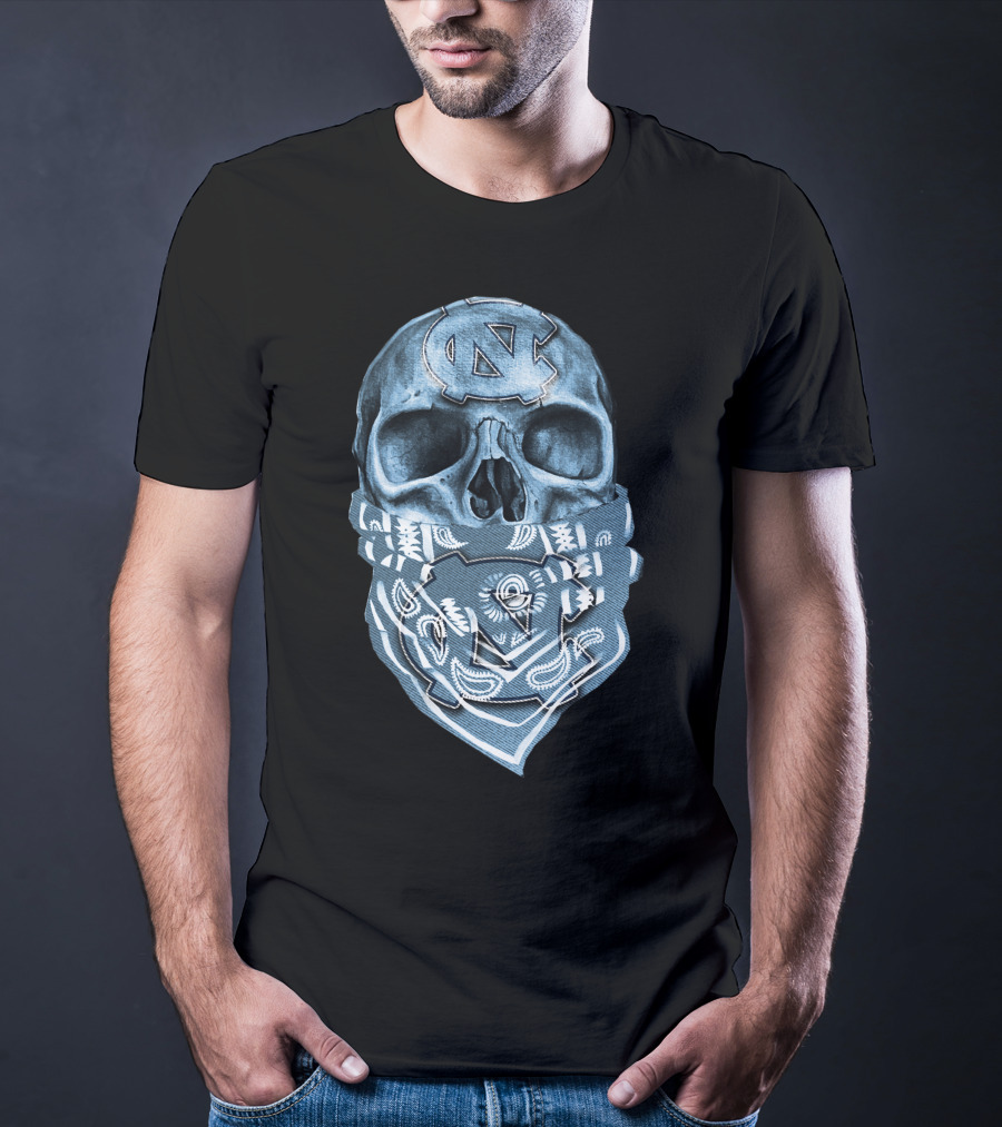 North Carolina Tar Heels Skull Bandana T-Shirt