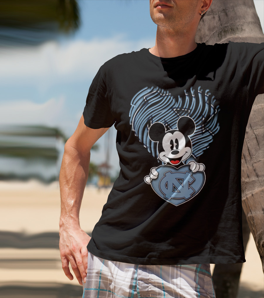 Mick Mouse North Carolina Tar Heels Heart T-Shirt