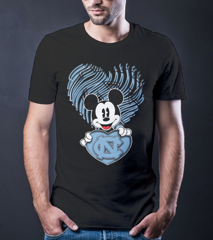 Mick Mouse North Carolina Tar Heels Heart T-Shirt