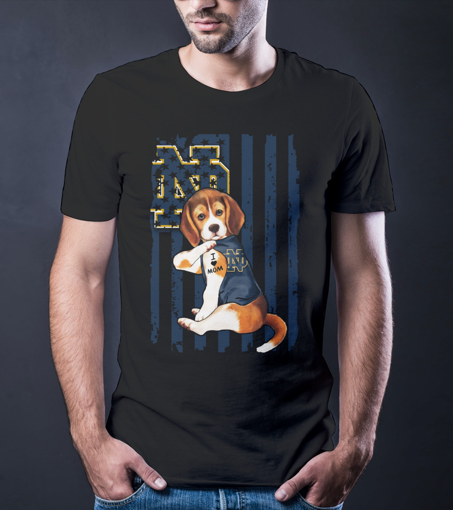 Beagle I Love Mom Notre Dame ND Irish T-Shirt