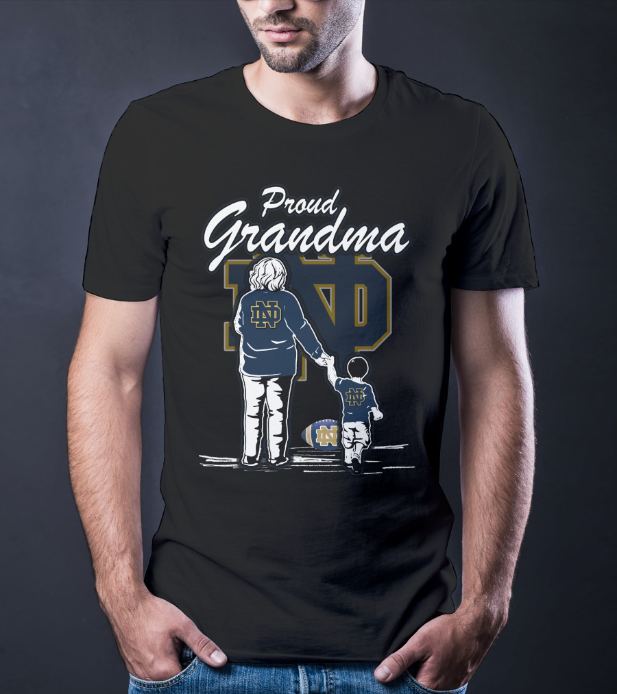Proud Grandma Notre Dame Fighting Irish Family Football Heritage T-Shirt