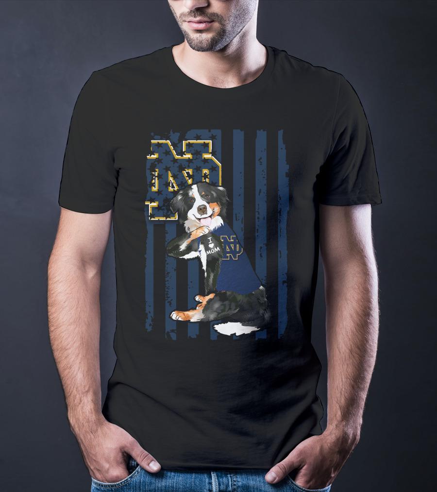 Border Collie Notre Dame Fighting Irish ND I Love Mom T-Shirt