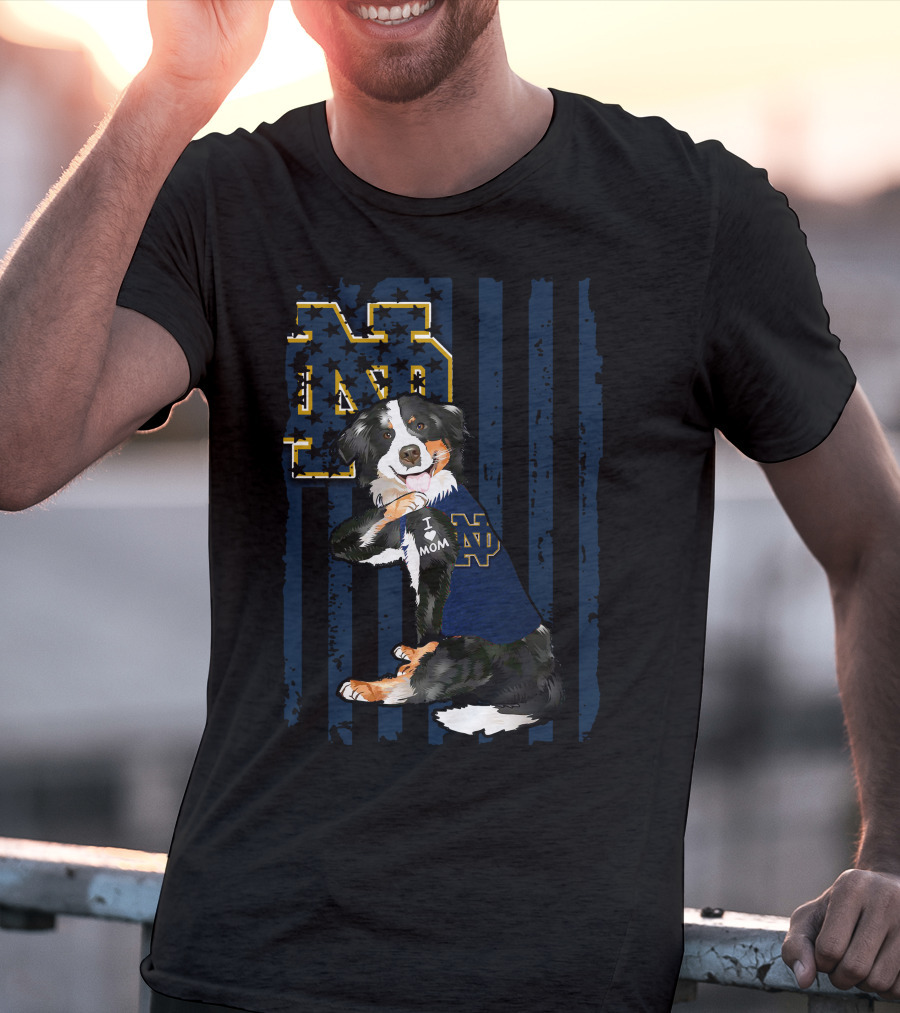 Border Collie Notre Dame Fighting Irish ND I Love Mom T-Shirt