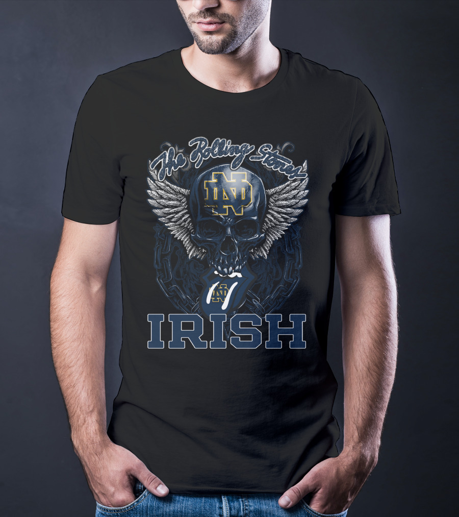 The Rolling Stones Notre Dame Nd Irish Skull Wings T-Shirt