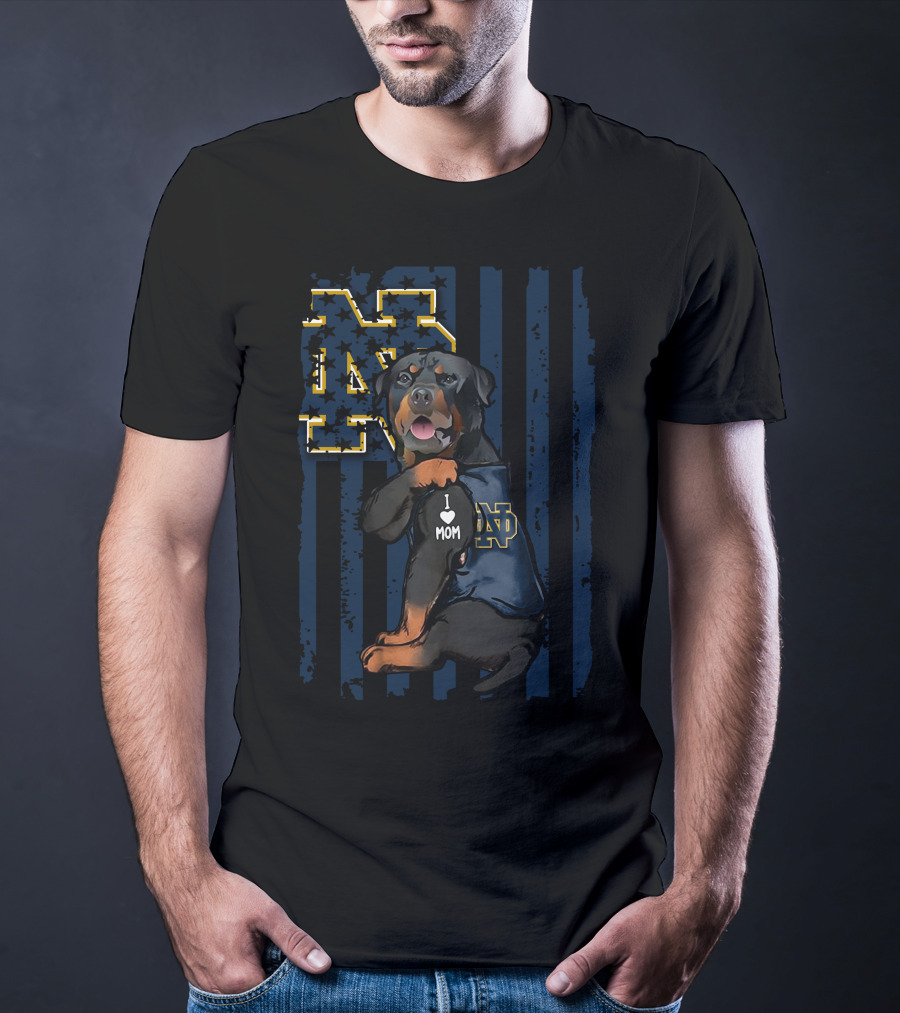Rottweiler I Love Mom Notre Dame Fighting Irish ND T-Shirt