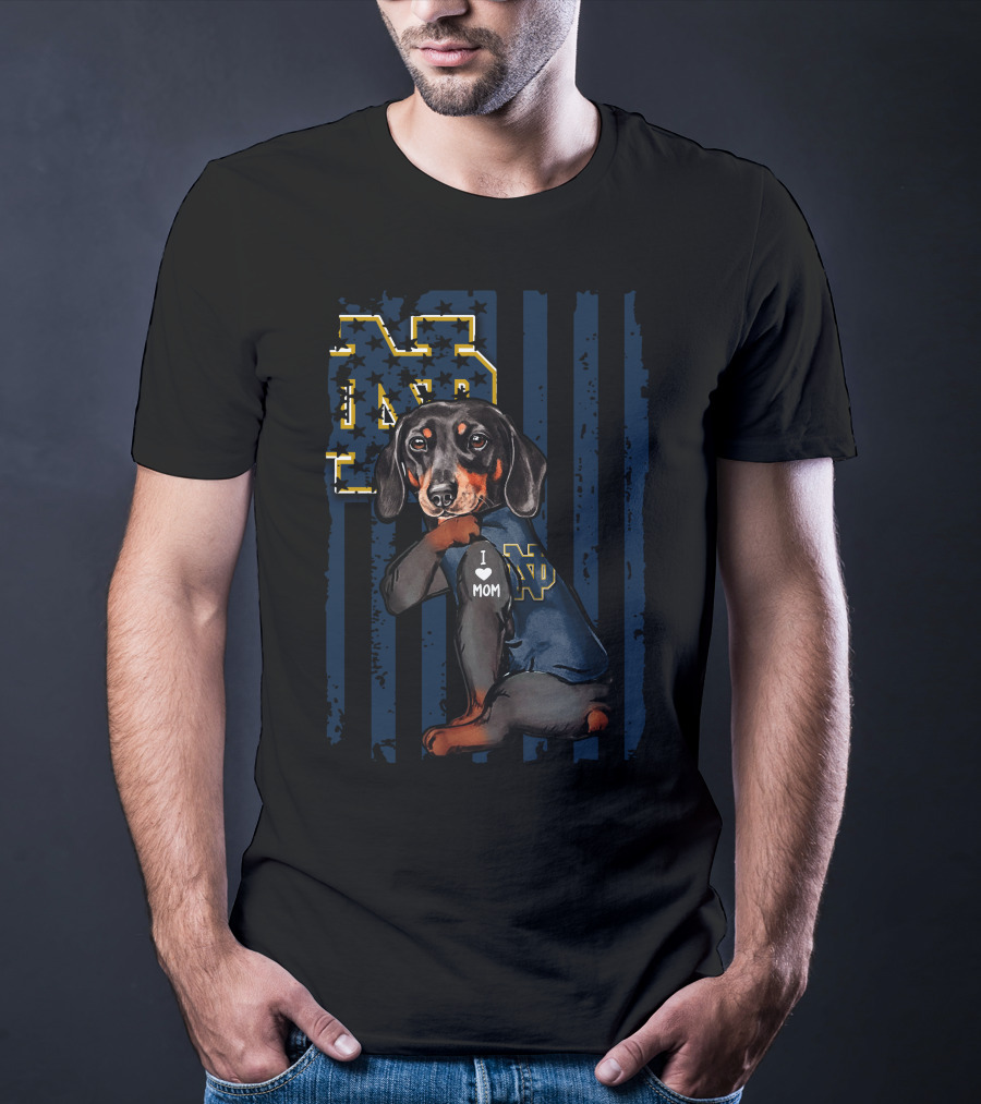 Dachshund Notre Dame Fighting Irish I Love Mom ND T-Shirt