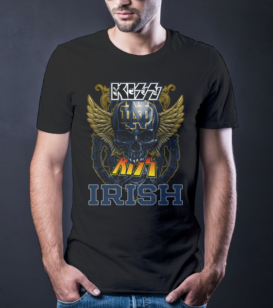Kiss Notre Dame ND Winged Skull Irish T-Shirt