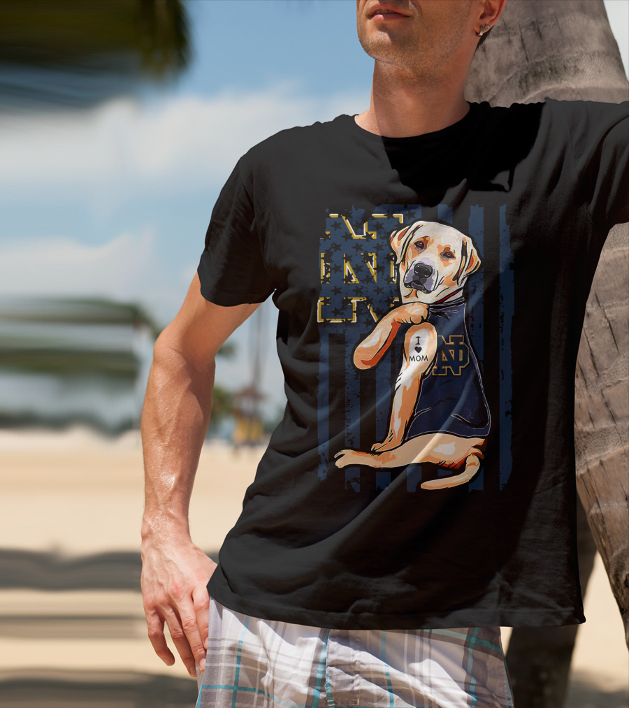 Notre Dame Fighting Irish Labrador Retriever I Love Mom T-Shirt