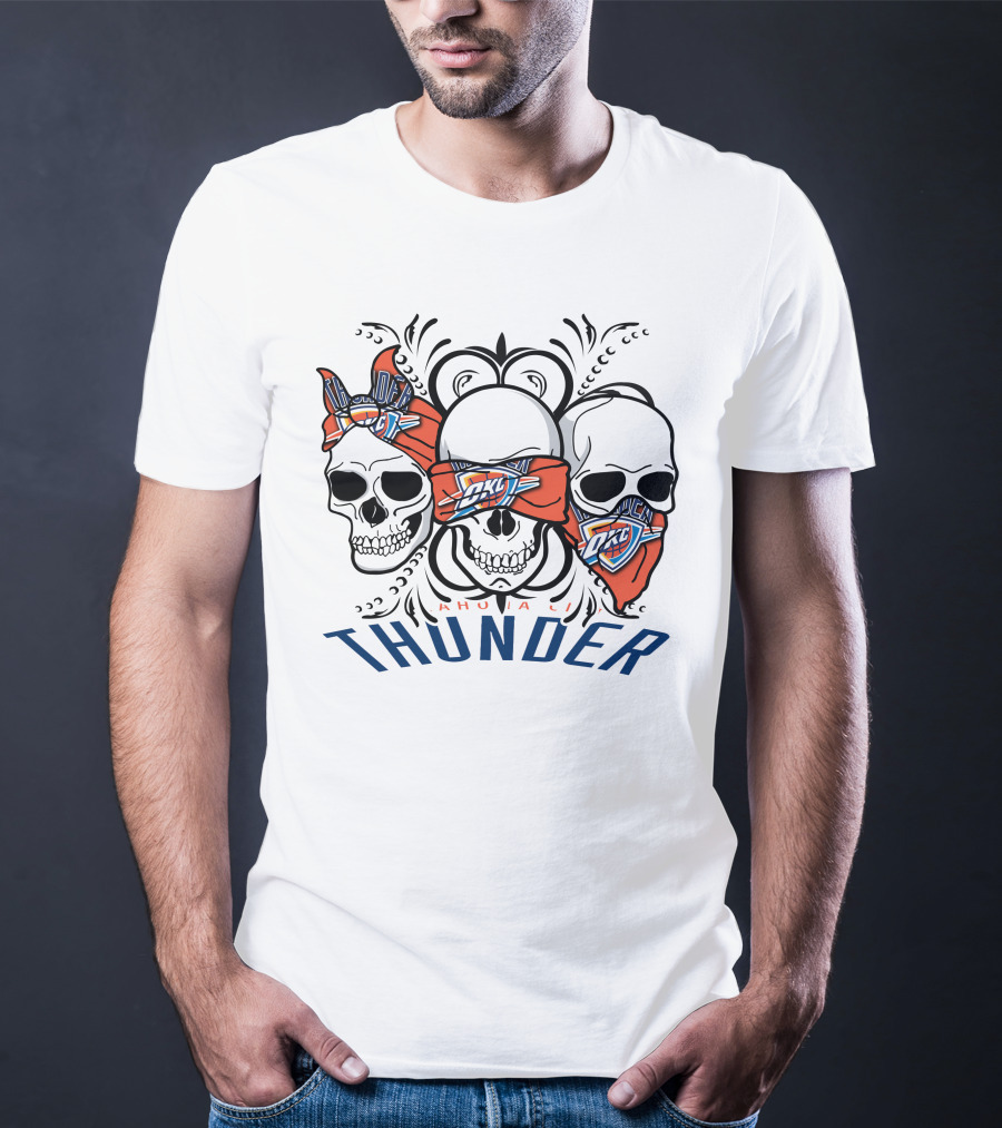 Oklahoma City Thunder Three Skull Bandana OKC T-Shirt