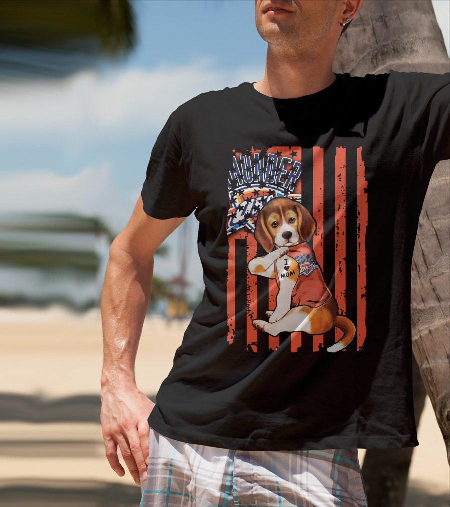 Oklahoma City Thunder Beagle Puppy Tattoo I Love Mom T-Shirt