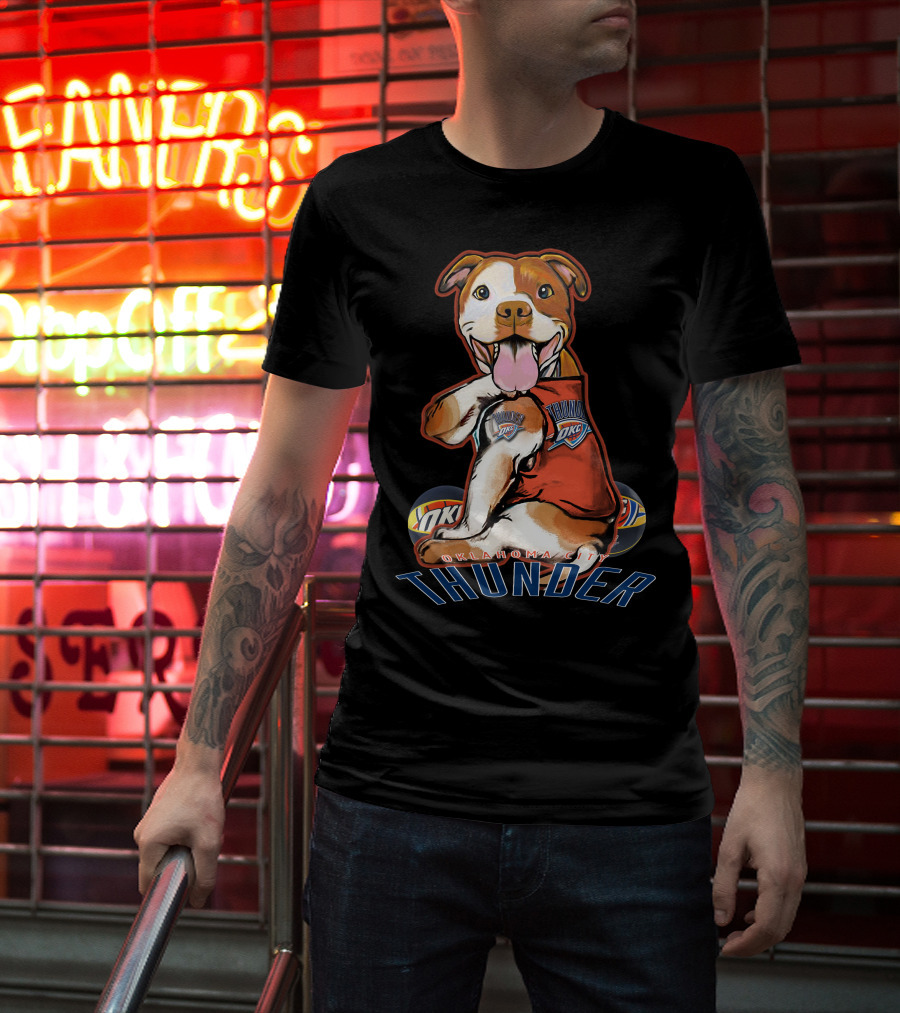 Oklahoma City Thunder Pitbull Dog OKC Basketball T-Shirt