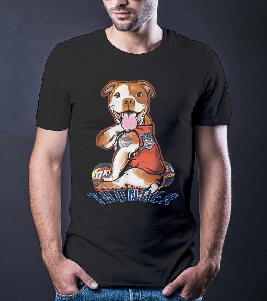 Oklahoma City Thunder Pitbull Dog OKC Basketball T-Shirt