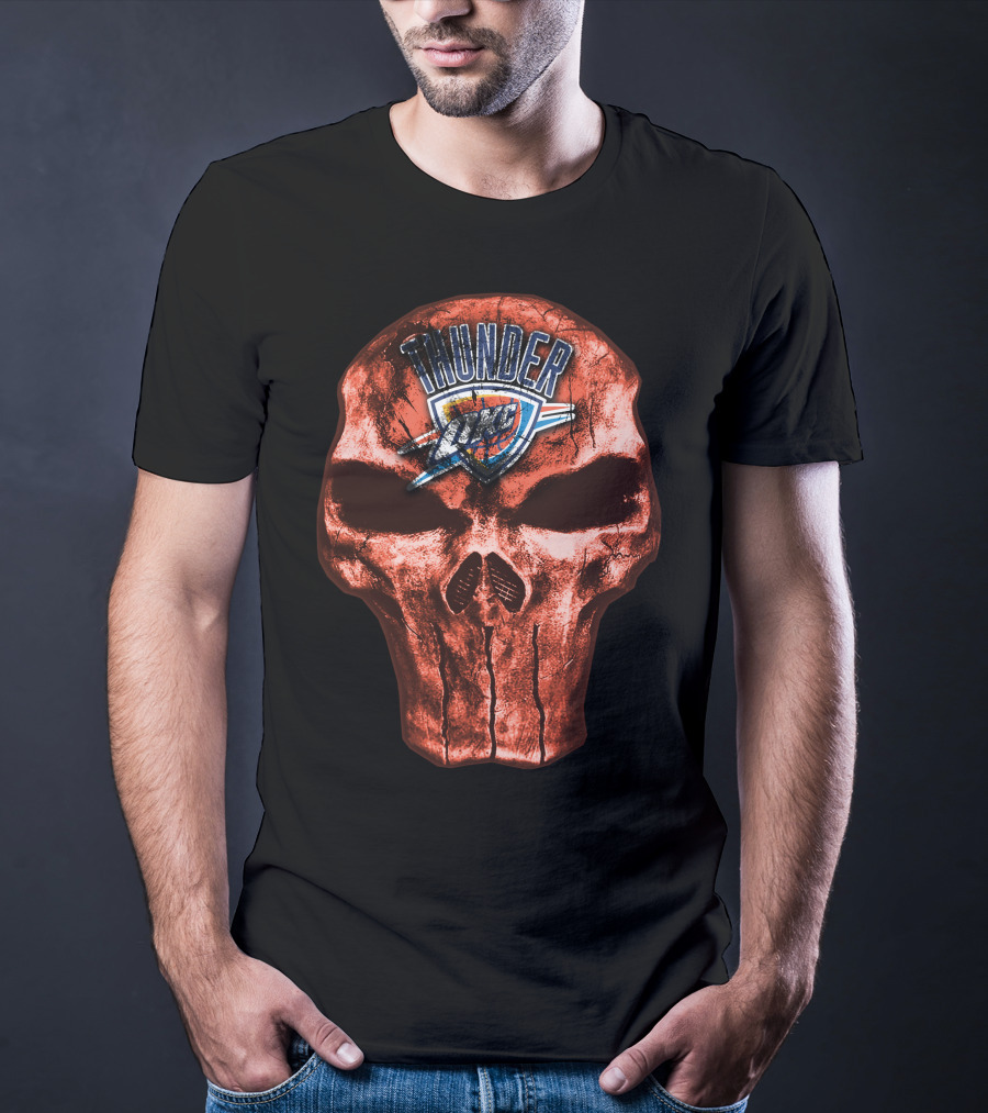 Skull Oklahoma City Thunder Logo Thunder T-Shirt