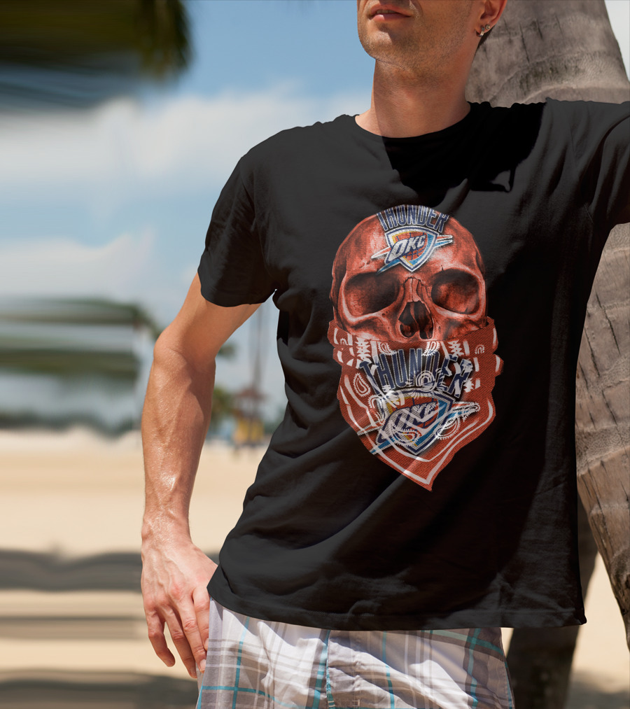 Skull Oklahoma City Thunder Logo Bandana T-Shirt